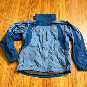 The North Face Jacket Women Medium Blue Hyvent Rain Coat Nylon **